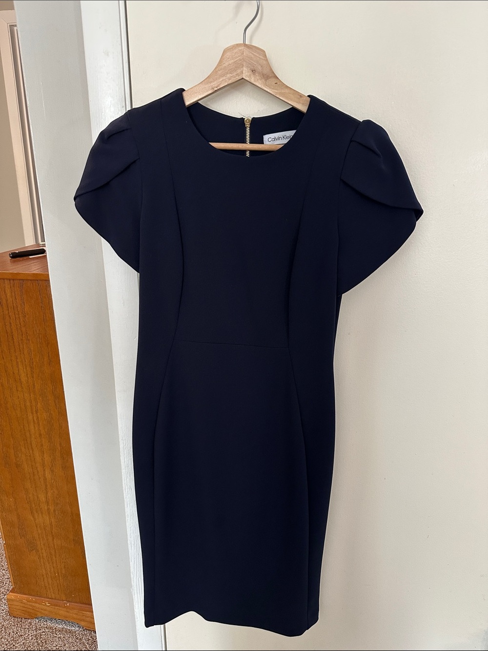 Calvin Klein Navy Midi Dress with Flutter Sleeves 6
